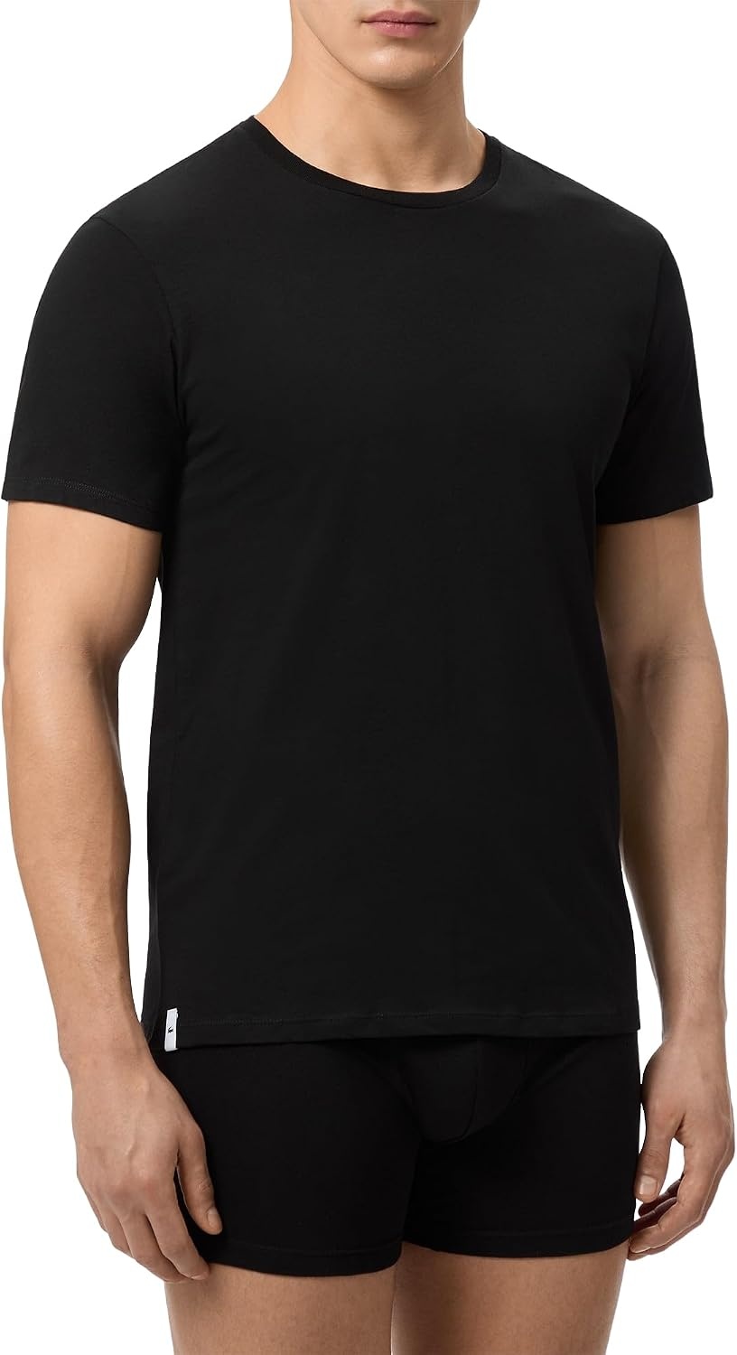 image:imageLacoste Mens 100 Cotton Regular Fit Crew Neck Undershirt 3pack Amazon ExclusivesWhiteWhiteBlack