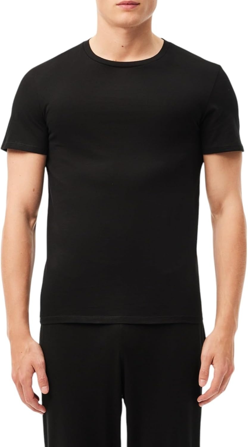 image:imageLacoste Mens 100 Cotton Slim Fit Crew Neck Undershirt 3packBlack