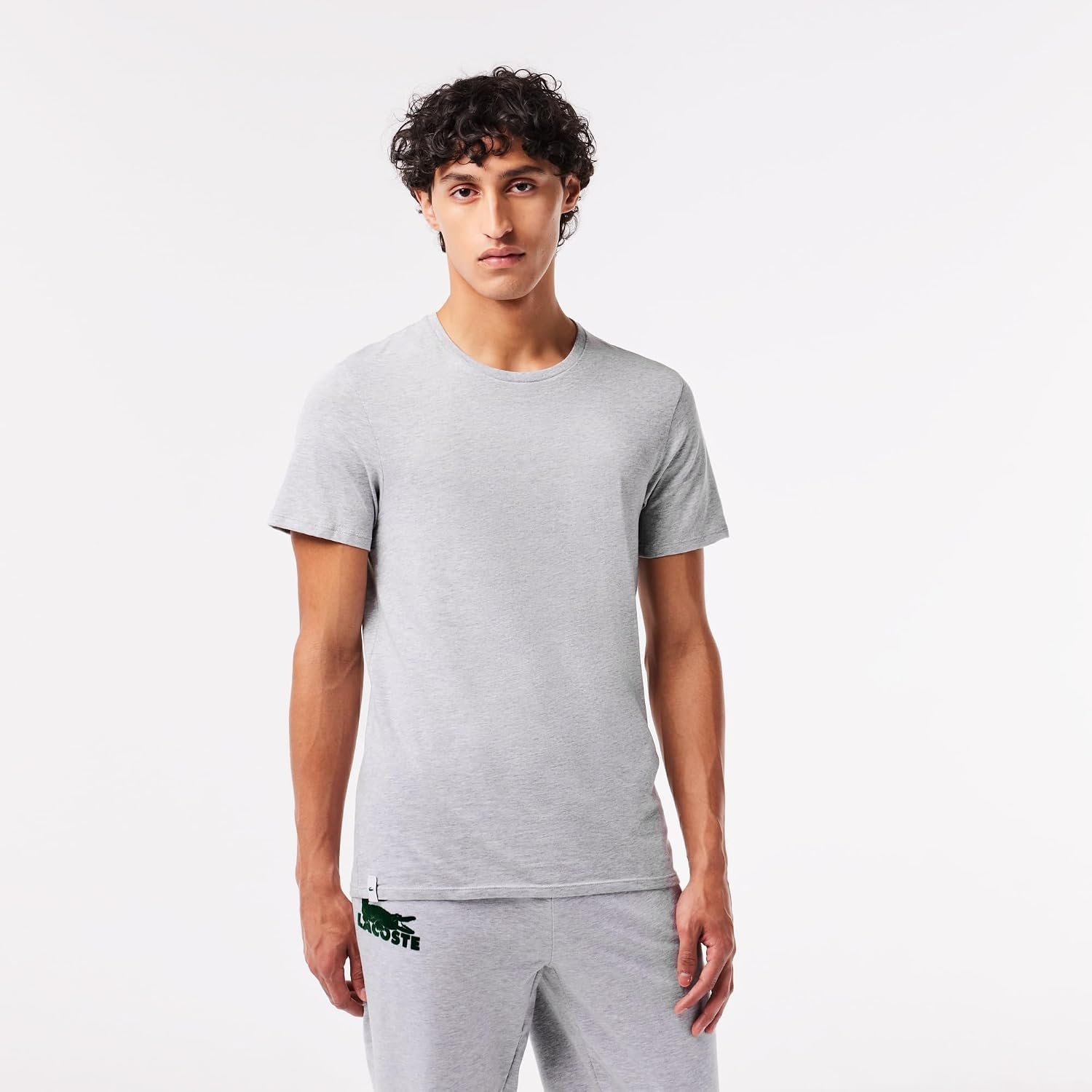image:imageLacoste Mens 100 Cotton Slim Fit Crew Neck Undershirt 3packWhiteDove GreyBlack