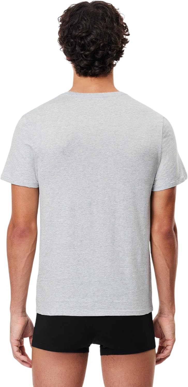 image:imageLacoste Mens 100 Cotton Slim Fit Crew Neck Undershirt 3packWhiteDove GreyBlack