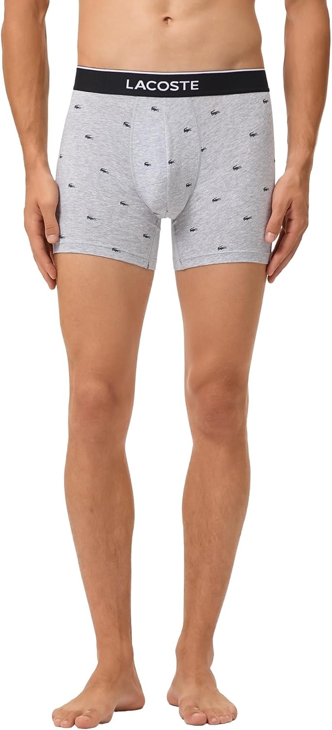 image:imageLacoste Mens 3 Pack Boxer BriefsBlackPitch ChineSilver