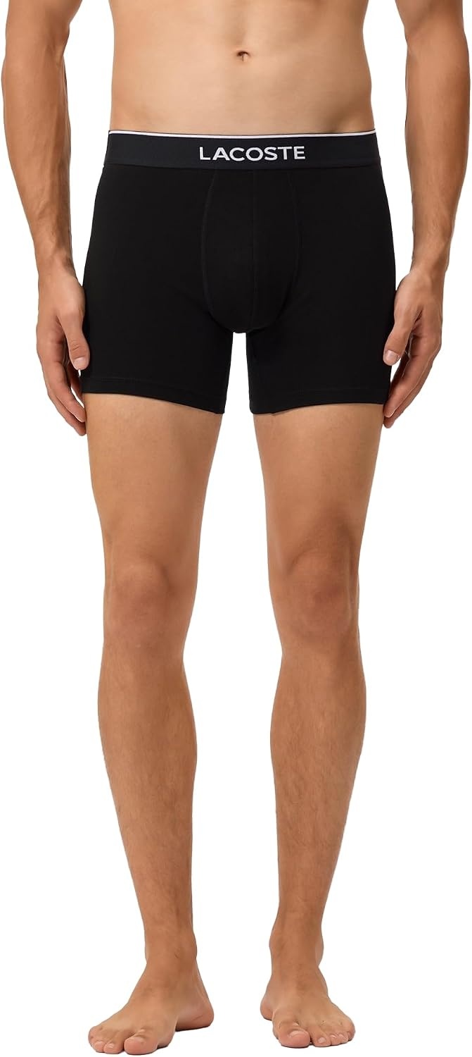 image:imageLacoste Mens 3 Pack Boxer BriefsBlackPitch ChineSilver