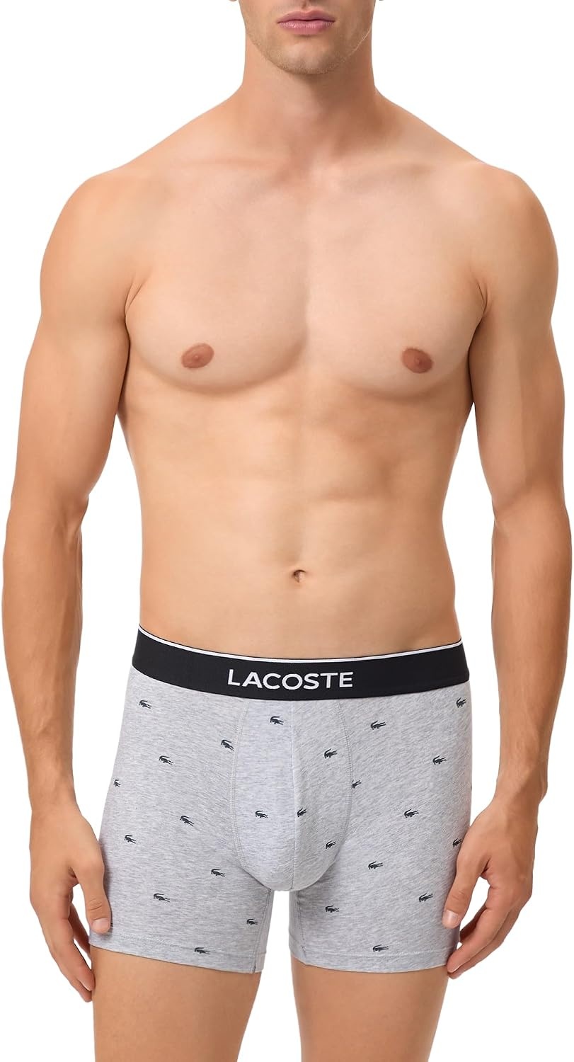 image:imageLacoste Mens 3 Pack Boxer BriefsBlackPitch ChineSilver