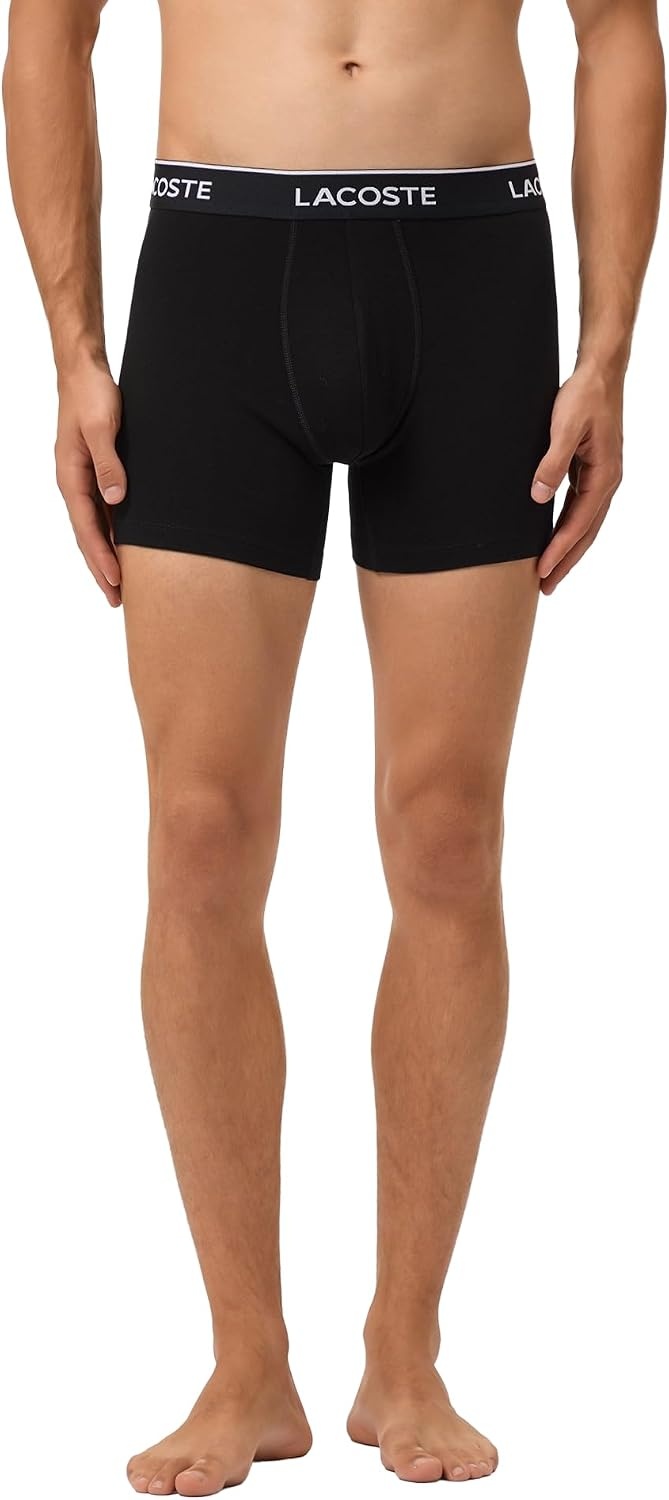 image:imageLacoste Mens 3 Pack Boxer BriefsBlackWhiteLead Grey
