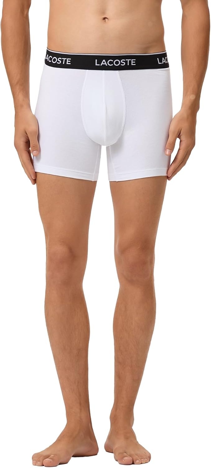 image:imageLacoste Mens 3 Pack Boxer BriefsBlackWhiteLead Grey