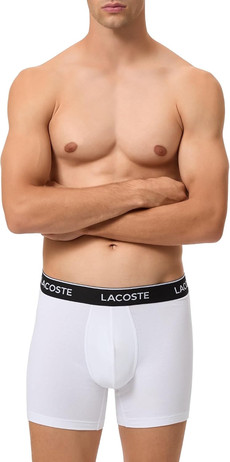 image:imageLacoste Mens 3 Pack Boxer BriefsBlackWhiteLead Grey