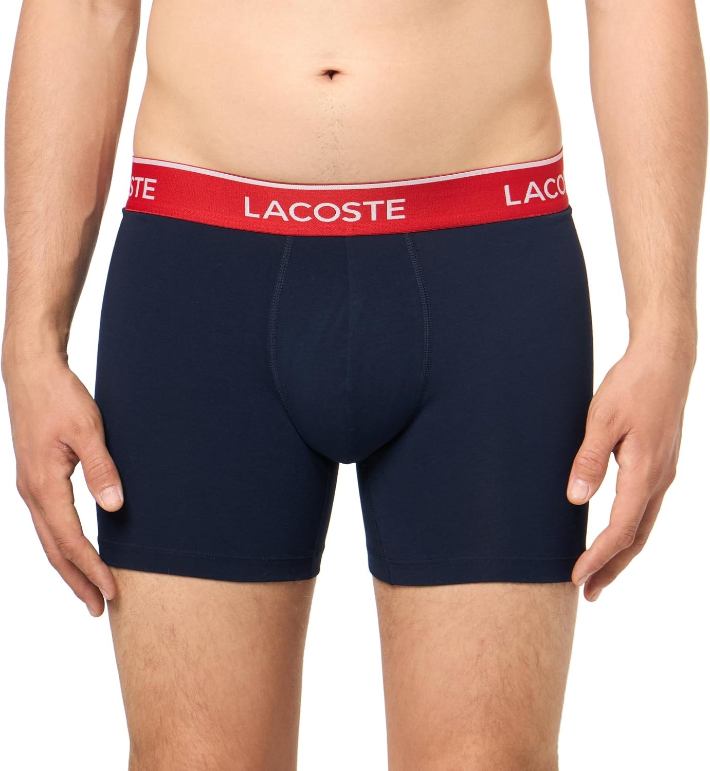 image:imageLacoste Mens 3 Pack Boxer BriefsNavy BlueOrangeRed