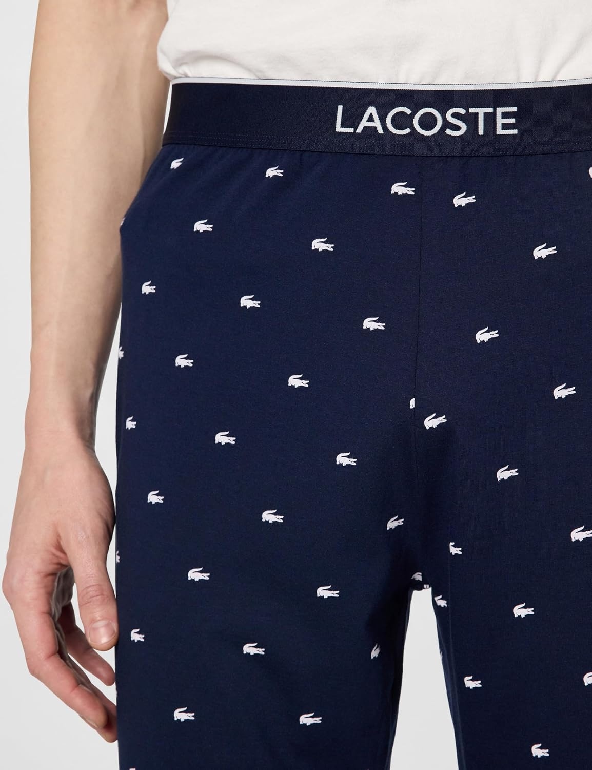 image:imageLacoste Mens All Over Croc Print Pajama PantNavy Blue White