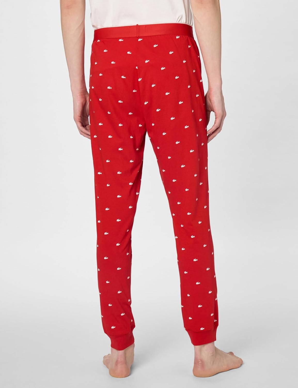 image:imageLacoste Mens All Over Croc Print Pajama PantRed White