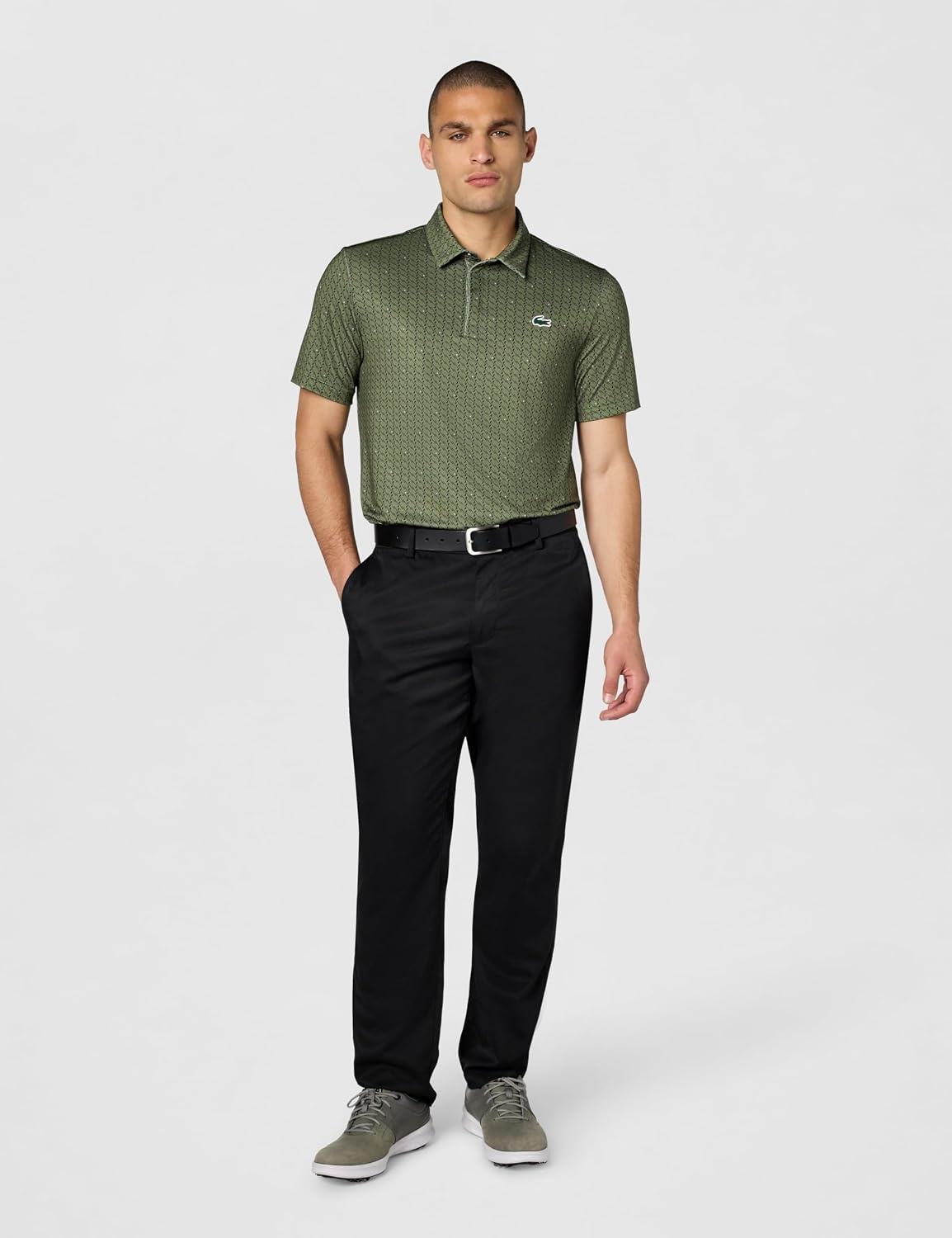 image:imageLacoste Mens AntiUV Printed Golf Polo Shirt KhakiNavy Blue Large