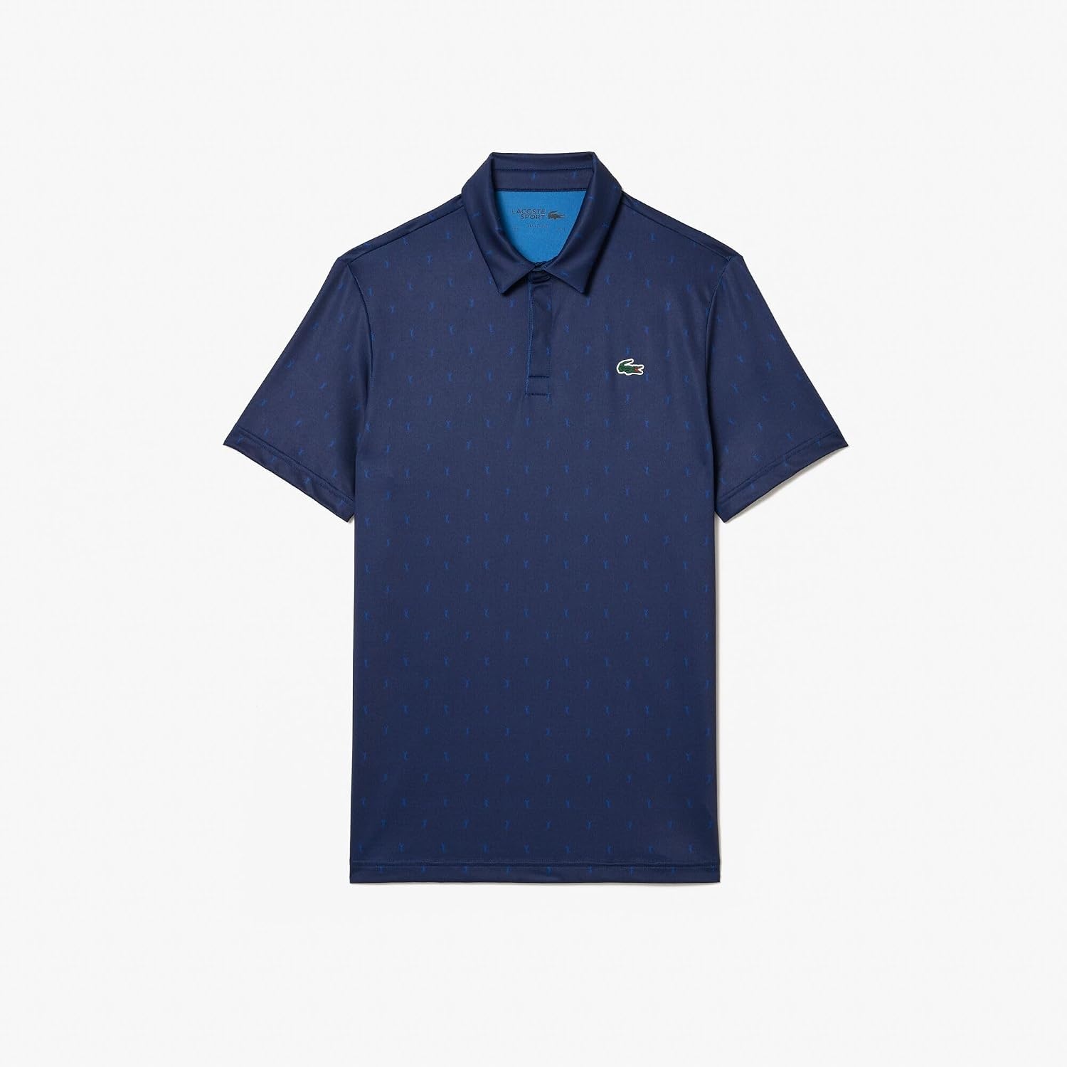 image:imageLacoste Mens AntiUV Printed Golf Polo Shirt Navy BlueGlobe All Over Print XXLarge