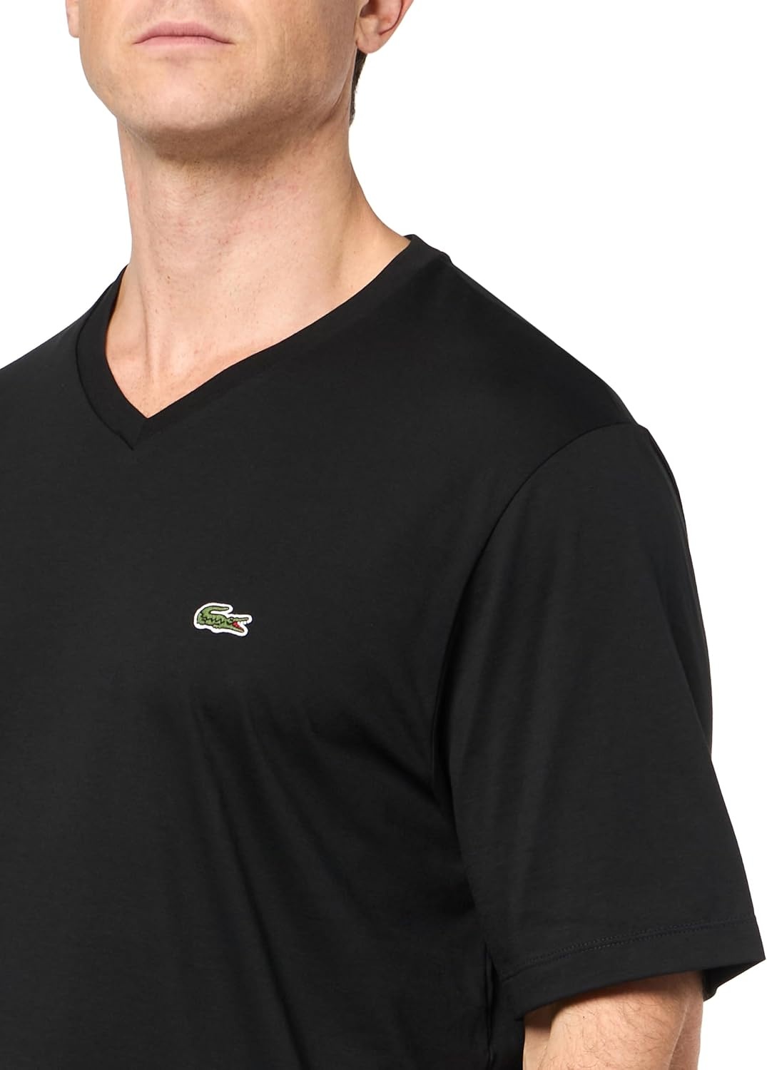 image:imageLacoste Mens Big amp Tall Regular Fit Ribbed VNeck TShirtBlack