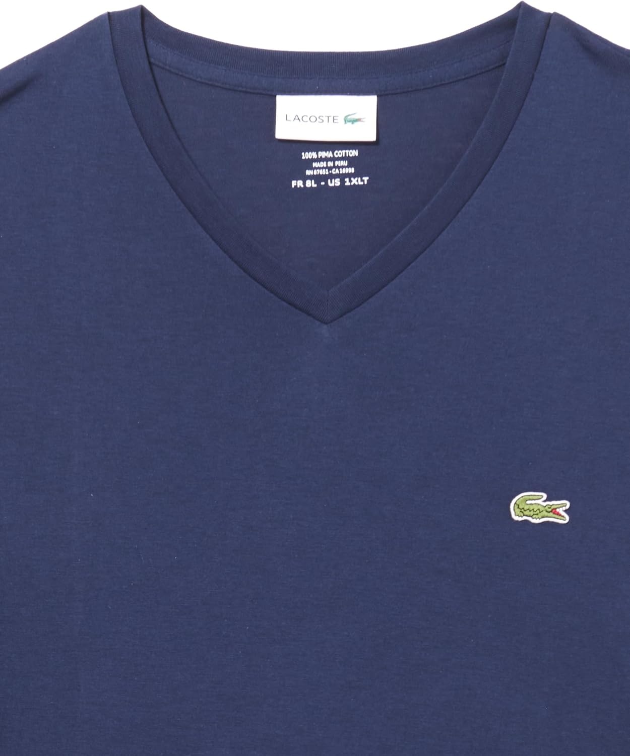 image:imageLacoste Mens Big amp Tall Regular Fit Ribbed VNeck TShirtNavy Blue