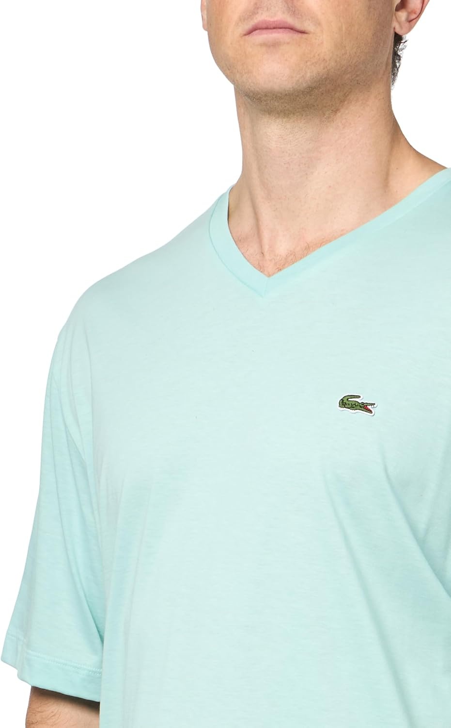 image:imageLacoste Mens Big amp Tall Regular Fit Ribbed VNeck TShirtPastille Mint