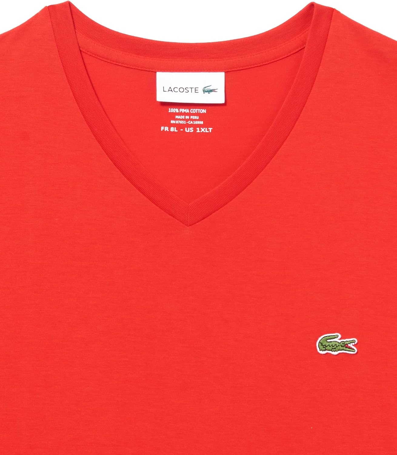 image:imageLacoste Mens Big amp Tall Regular Fit Ribbed VNeck TShirtRed