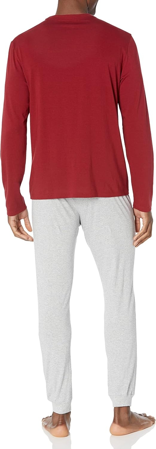 image:imageLacoste Mens Branding Crew Neck Sweatshirt Pajama SetBurgundyundyGraphiteMoonstone
