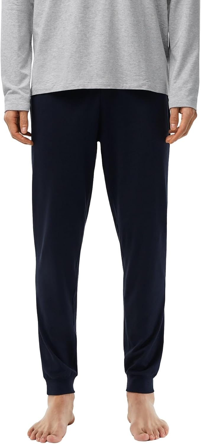 image:imageLacoste Mens Branding Crew Neck Sweatshirt Pajama SetNavy BlueDove GreyDark Forest