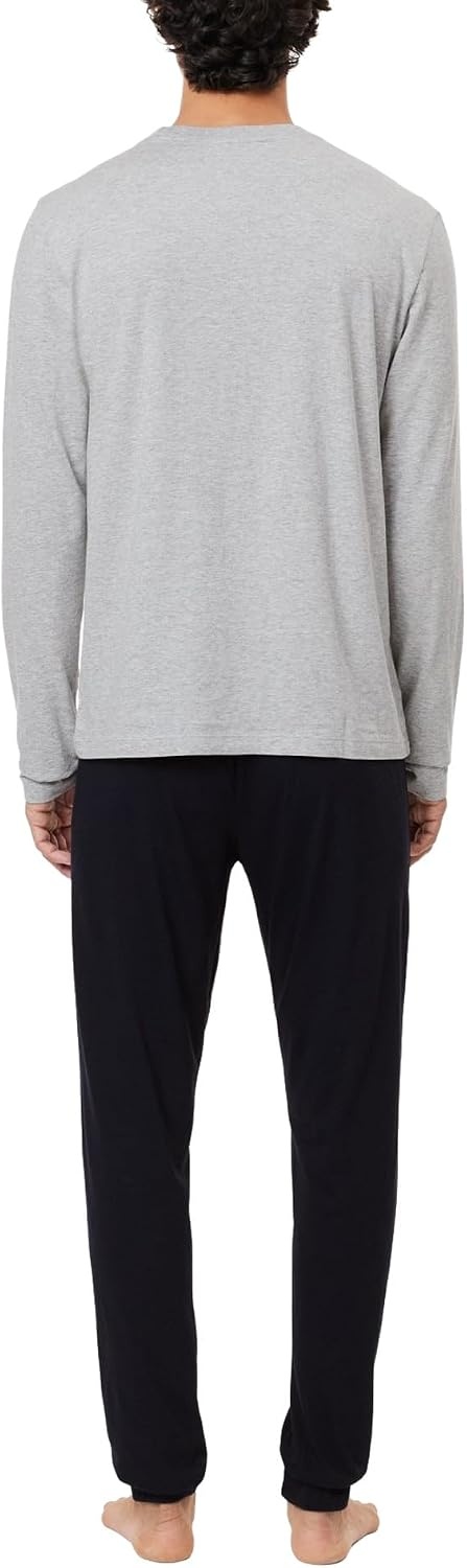 image:imageLacoste Mens Branding Crew Neck Sweatshirt Pajama SetNavy BlueDove GreyDark Forest