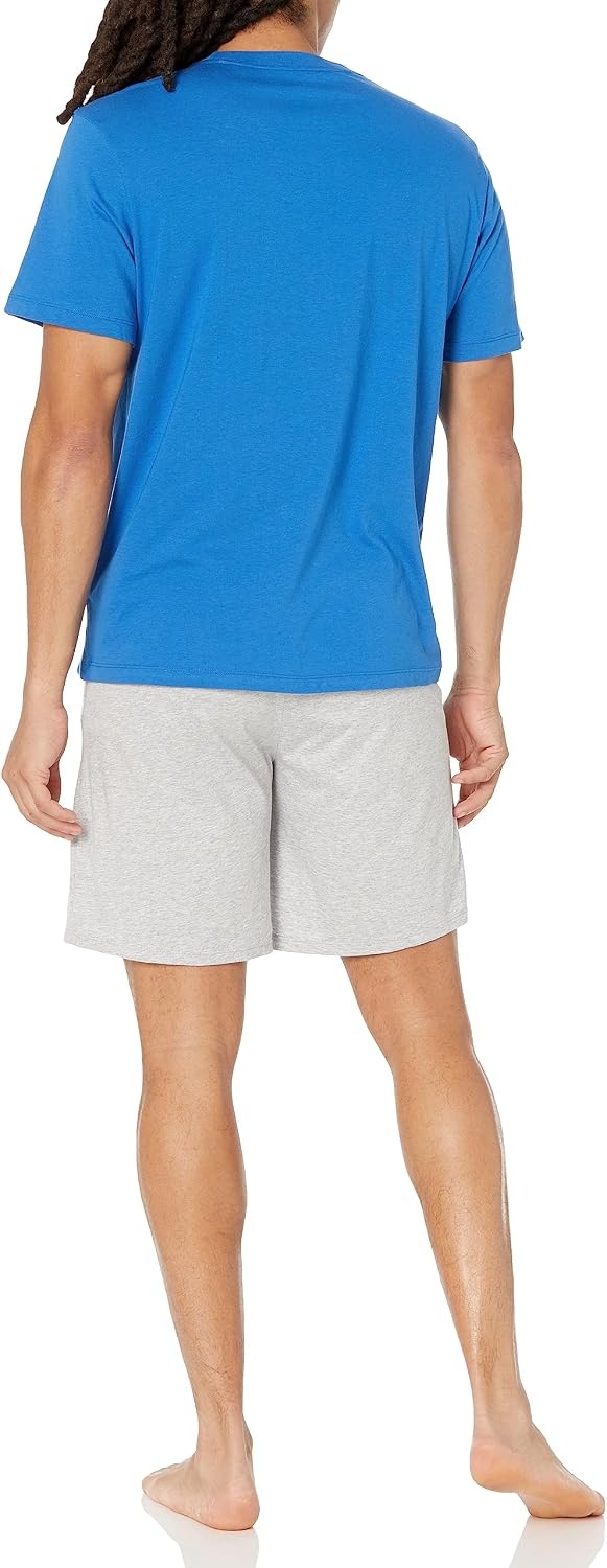 image:imageLacoste Mens Branding Tshirt amp Shorts Pajama SetAzure BlueImperial BlueDove Grey