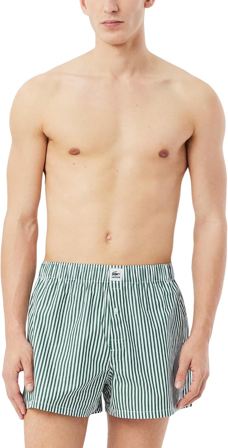 image:imageLacoste Mens COTTON POPLIN BOXERS 3 PACKGreenWhiteSinopleBlack