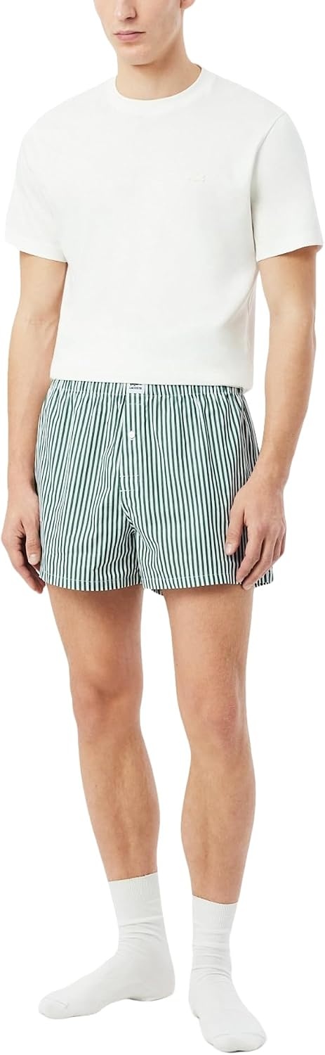 image:imageLacoste Mens COTTON POPLIN BOXERS 3 PACKGreenWhiteSinopleBlack