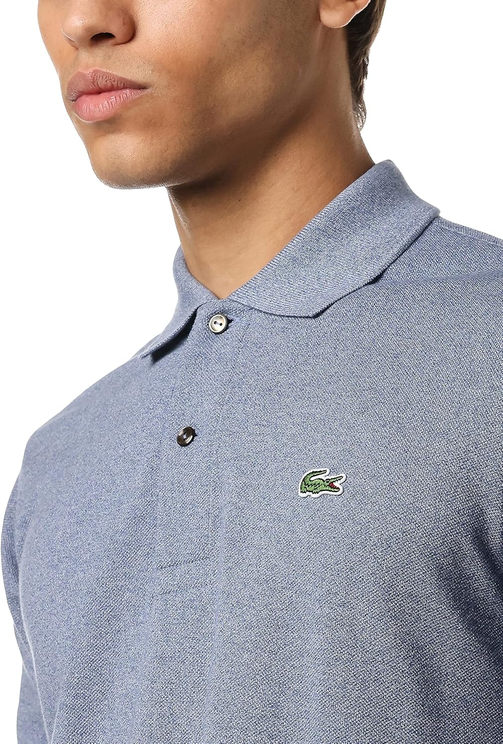 image:imageLacoste Mens Classic Fit L1212 Marl Polo ShirtLight Indigo Blue