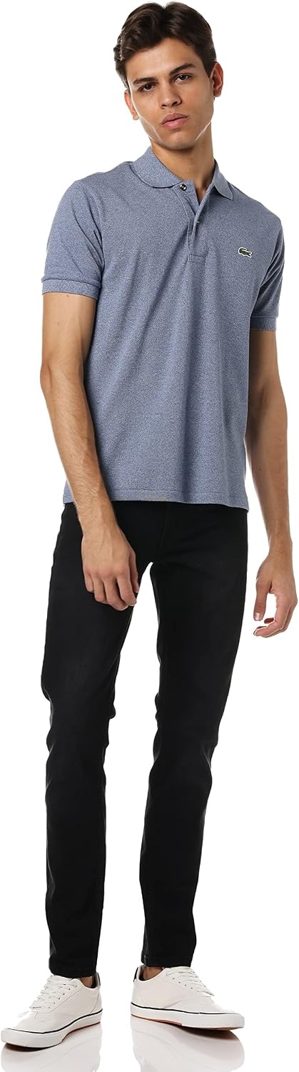 image:imageLacoste Mens Classic Fit L1212 Marl Polo ShirtLight Indigo Blue