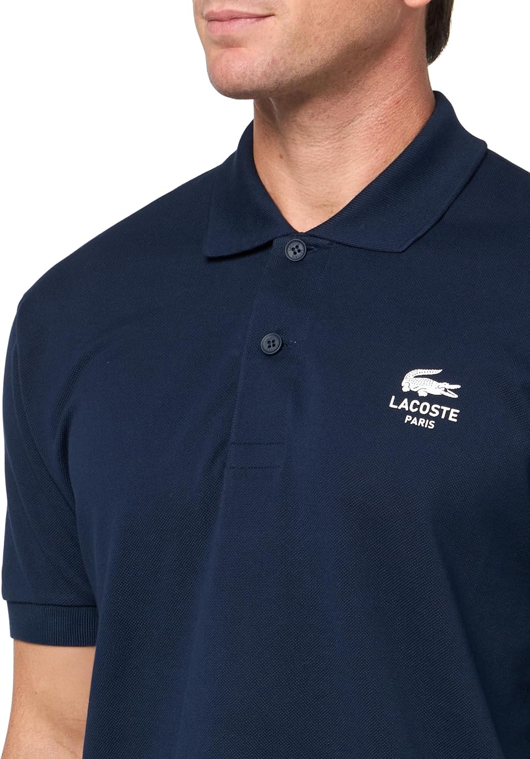 image:imageLacoste Mens Classic Fit Signature Print L1212 Polo ShirtNavy Blue