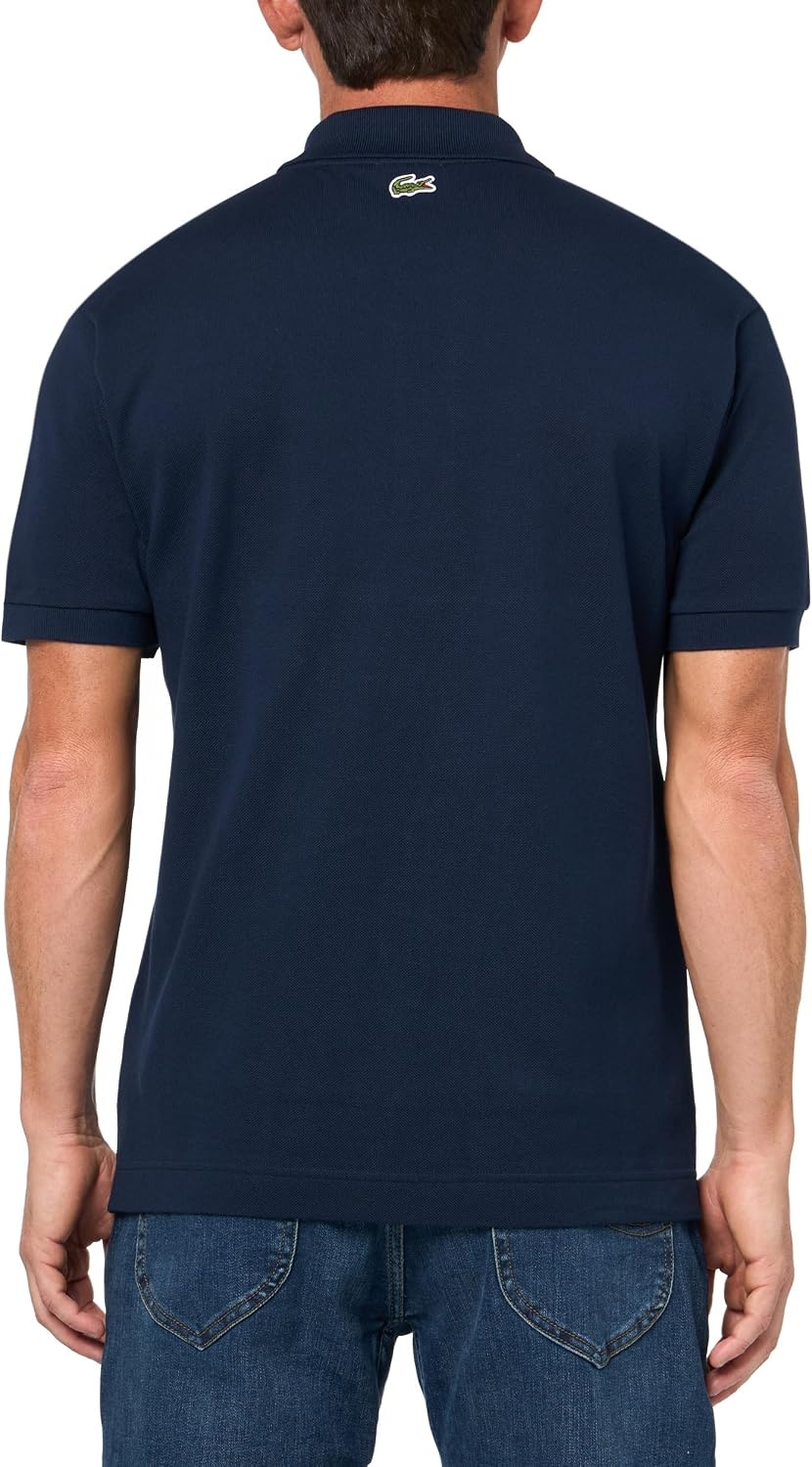 image:imageLacoste Mens Classic Fit Signature Print L1212 Polo ShirtNavy Blue