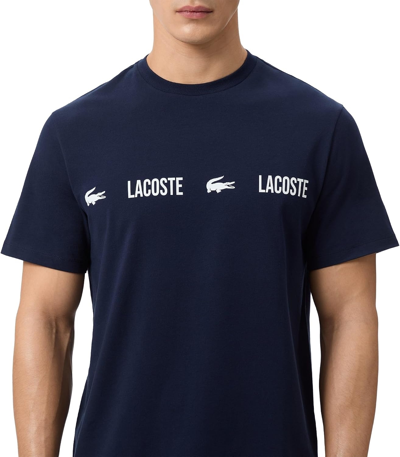 image:imageLacoste Mens Cotton Pajama TopWhiteBlack