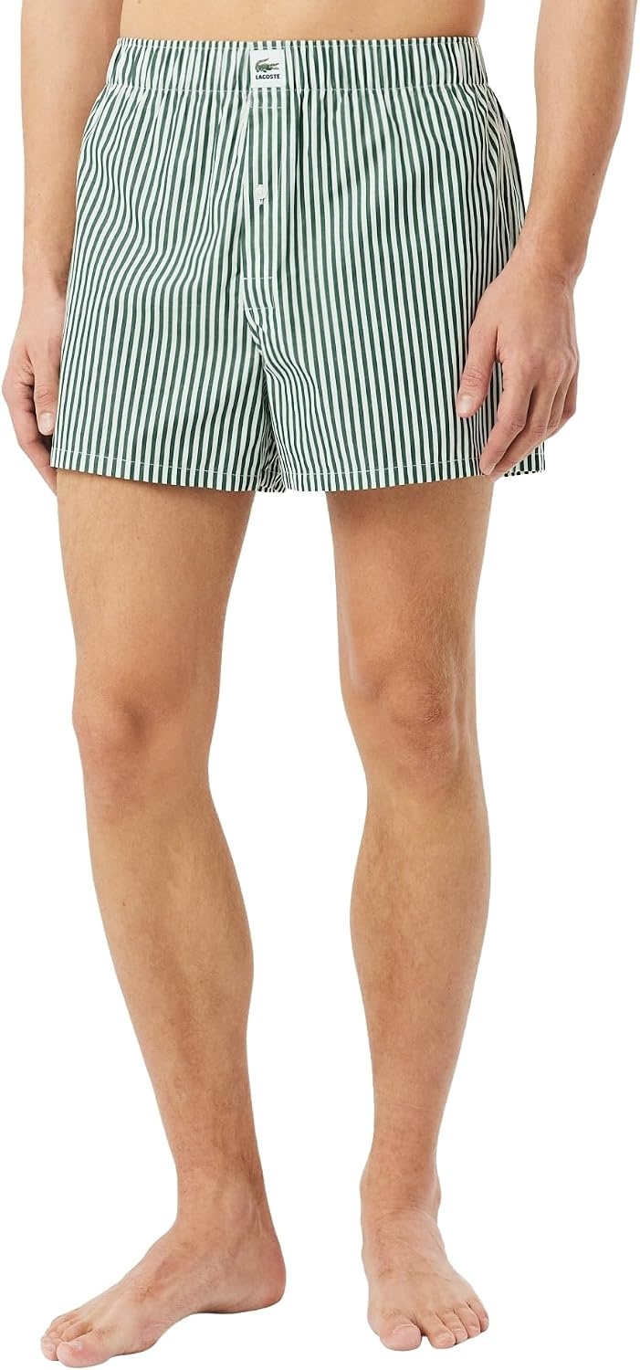 image:imageLacoste Mens Cotton Poplin Boxers 2packGreenWhiteSinople