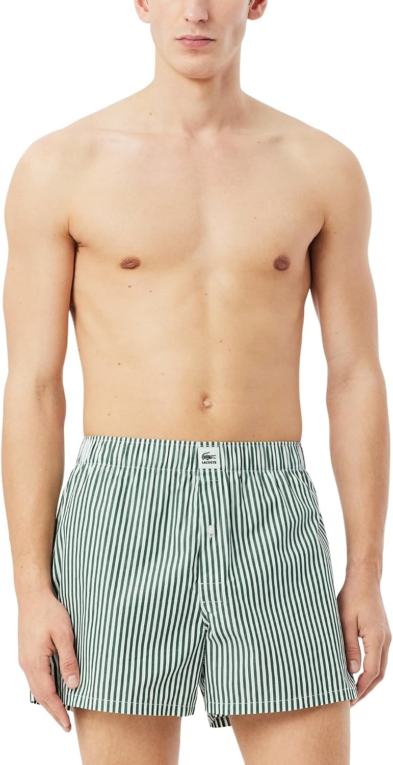image:imageLacoste Mens Cotton Poplin Boxers 2packGreenWhiteSinople