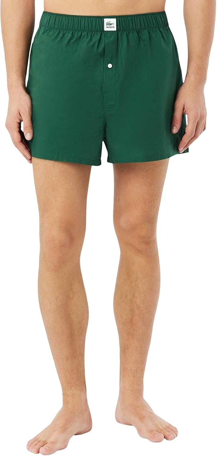 image:imageLacoste Mens Cotton Poplin Boxers 2packGreenWhiteSinople