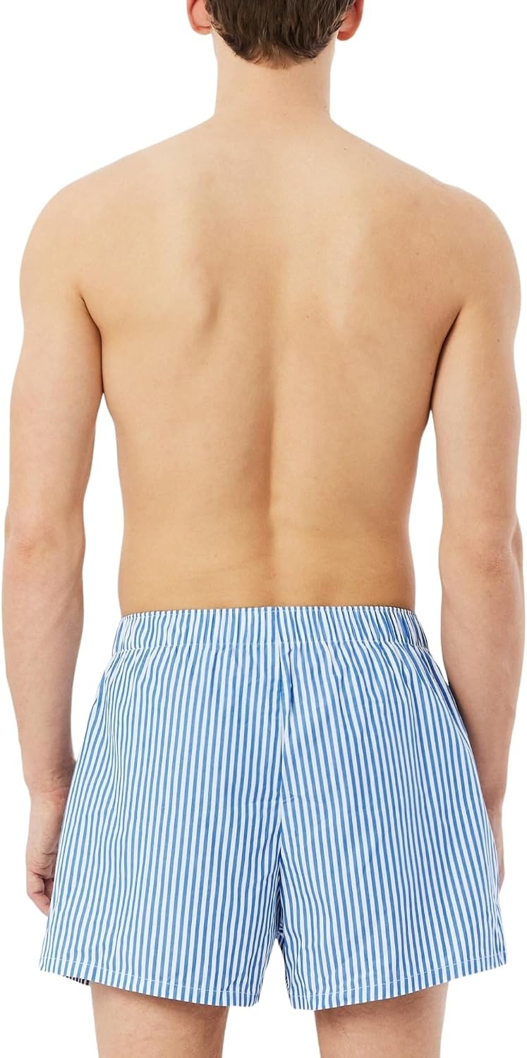 image:imageLacoste Mens Cotton Poplin Boxers 2packVaporousWhiteNavy Blue