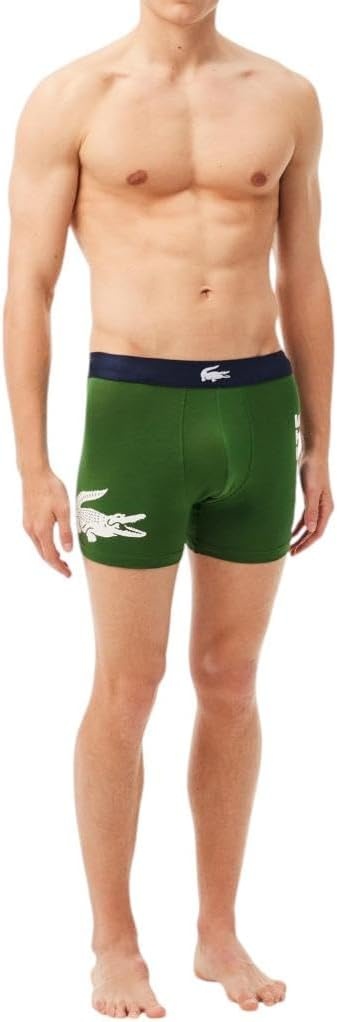 image:imageLacoste Mens Cotton Stretch Big Croc Print Boxer Briefs 3packDusty OliveNavy BlueWhite