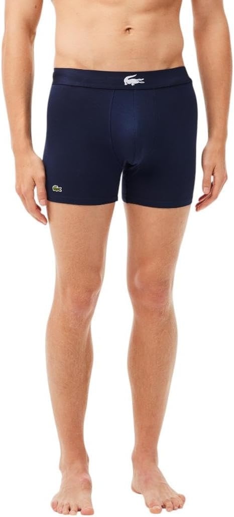 image:imageLacoste Mens Cotton Stretch Big Croc Print Boxer Briefs 3packDusty OliveNavy BlueWhite