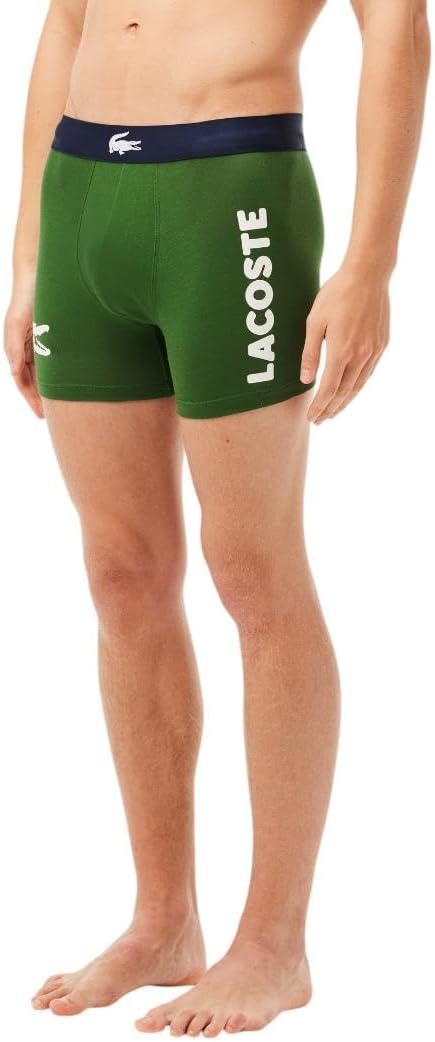 image:imageLacoste Mens Cotton Stretch Big Croc Print Boxer Briefs 3packDusty OliveNavy BlueWhite