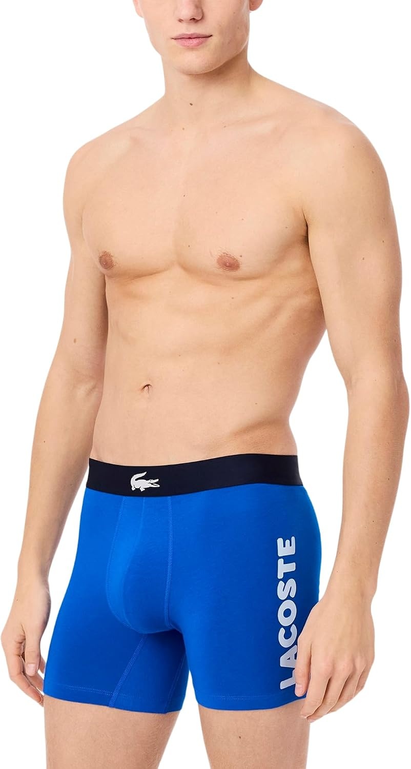 image:imageLacoste Mens Cotton Stretch Big Croc Print Boxer Briefs 3packGypsy BlueLight BlueNavy Blue