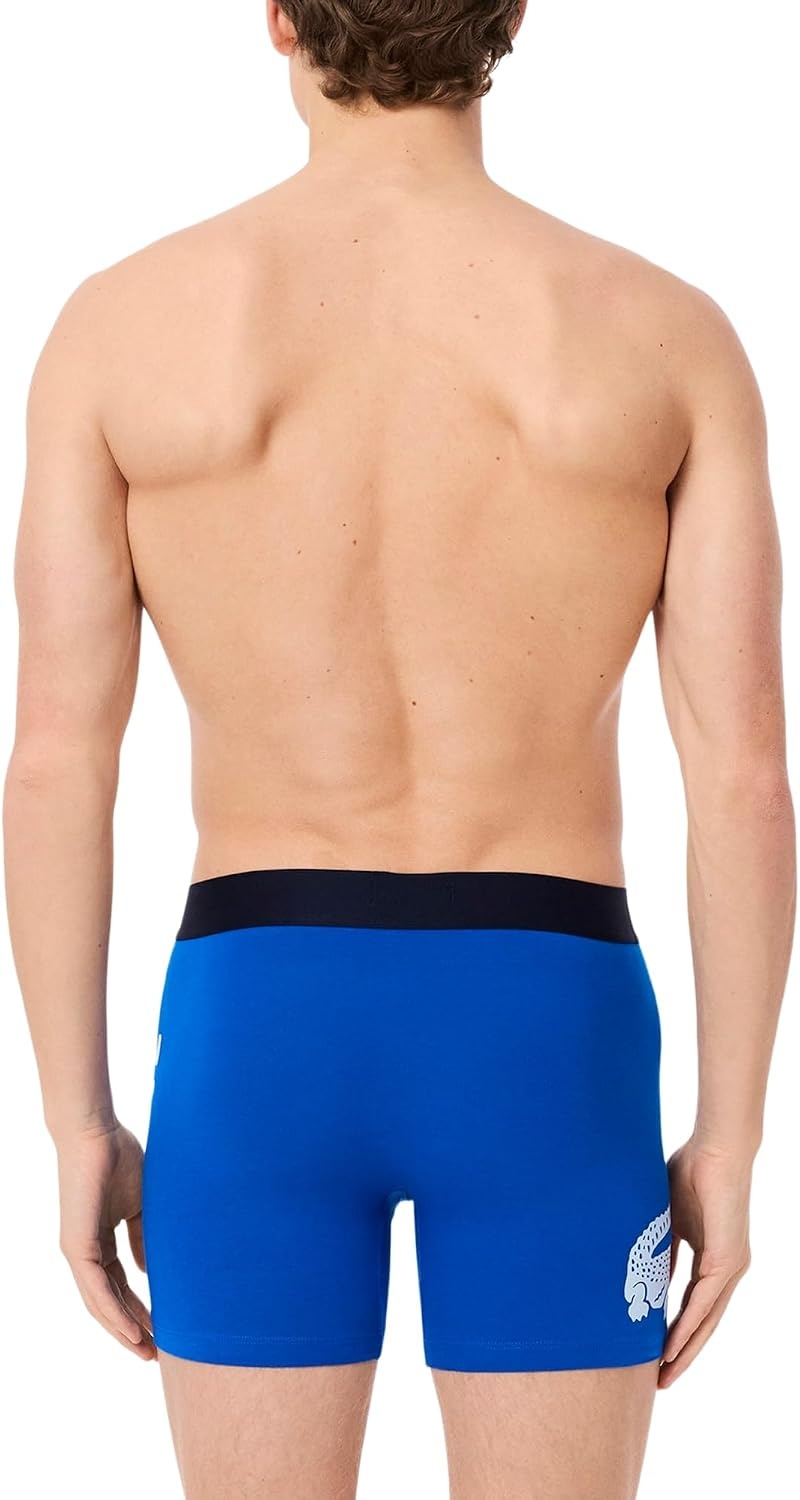 image:imageLacoste Mens Cotton Stretch Big Croc Print Boxer Briefs 3packGypsy BlueLight BlueNavy Blue