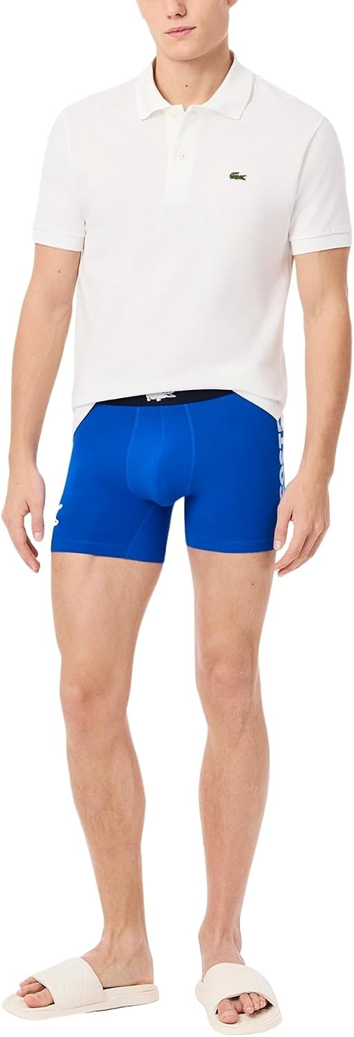 image:imageLacoste Mens Cotton Stretch Big Croc Print Boxer Briefs 3packGypsy BlueLight BlueNavy Blue