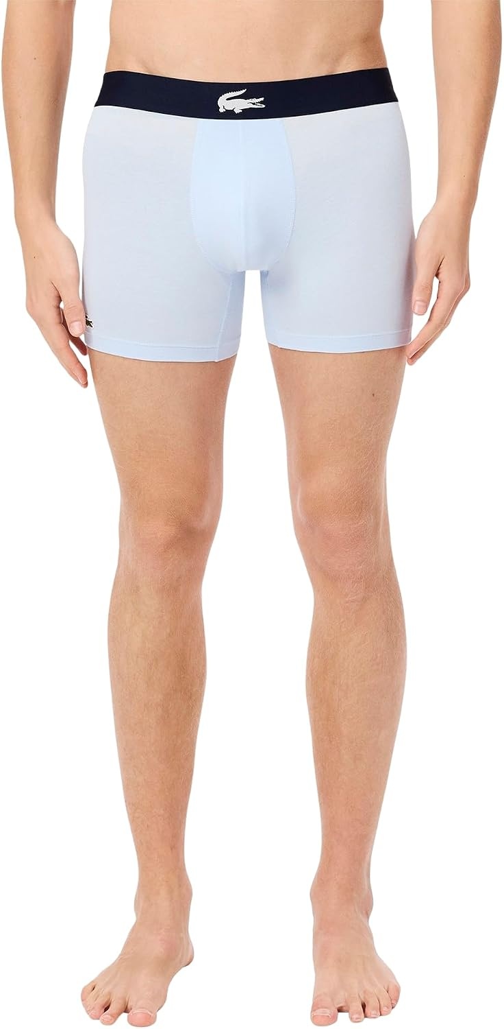 image:imageLacoste Mens Cotton Stretch Big Croc Print Boxer Briefs 3packGypsy BlueLight BlueNavy Blue