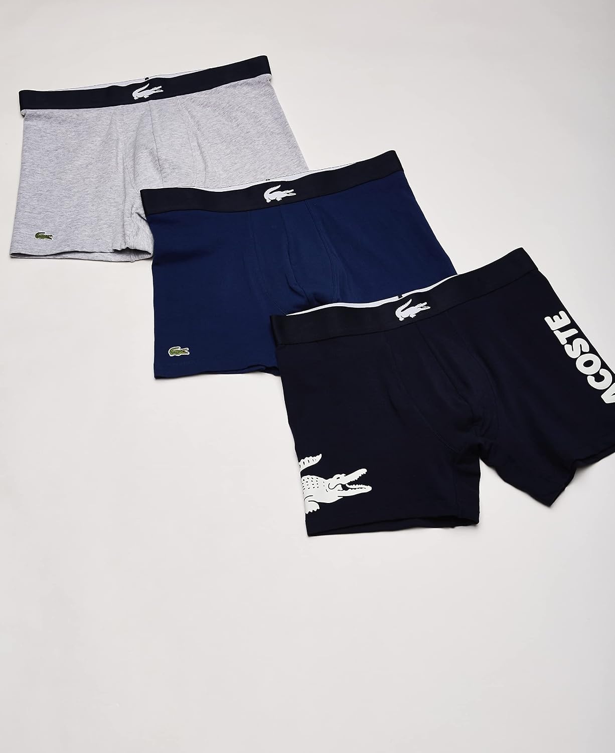 image:imageLacoste Mens Cotton Stretch Big Croc Print Boxer Briefs 3packNavy Blue New
