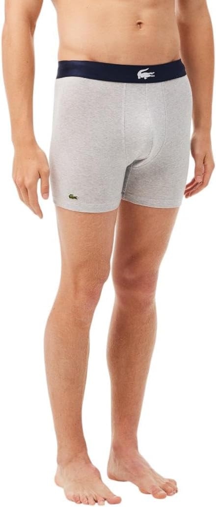 image:imageLacoste Mens Cotton Stretch Big Croc Print Boxer Briefs 3packNavy BlueWhiteDove Grey