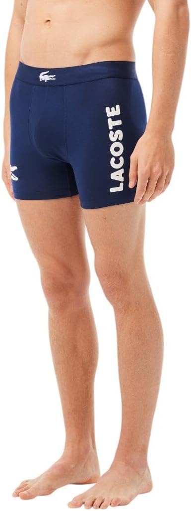 image:imageLacoste Mens Cotton Stretch Big Croc Print Boxer Briefs 3packNavy BlueWhiteDove Grey
