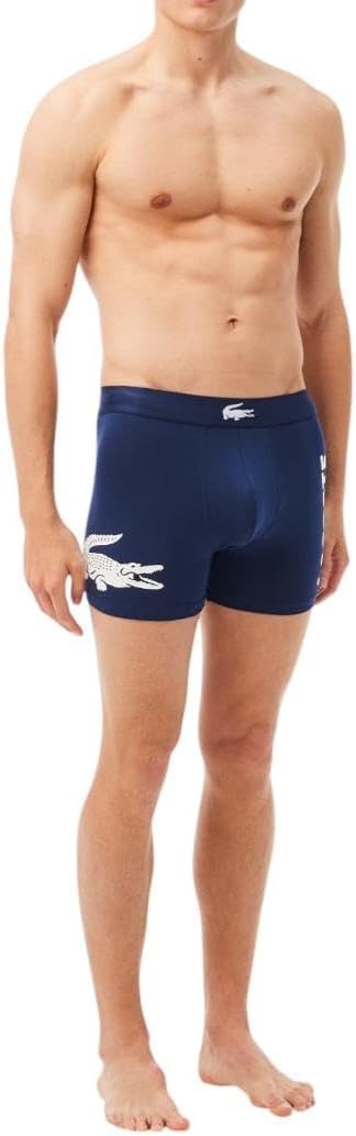 image:imageLacoste Mens Cotton Stretch Big Croc Print Boxer Briefs 3packNavy BlueWhiteDove Grey