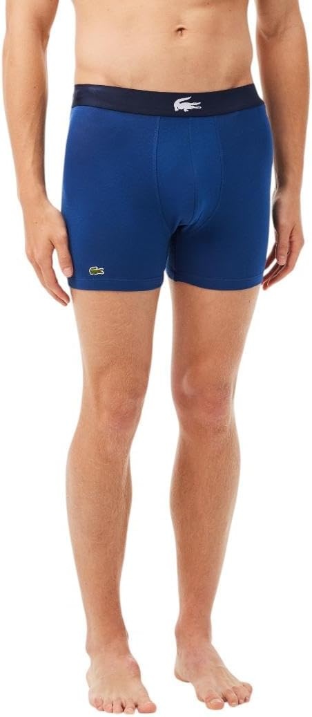 image:imageLacoste Mens Cotton Stretch Big Croc Print Boxer Briefs 3packNavy BlueWhiteDove Grey