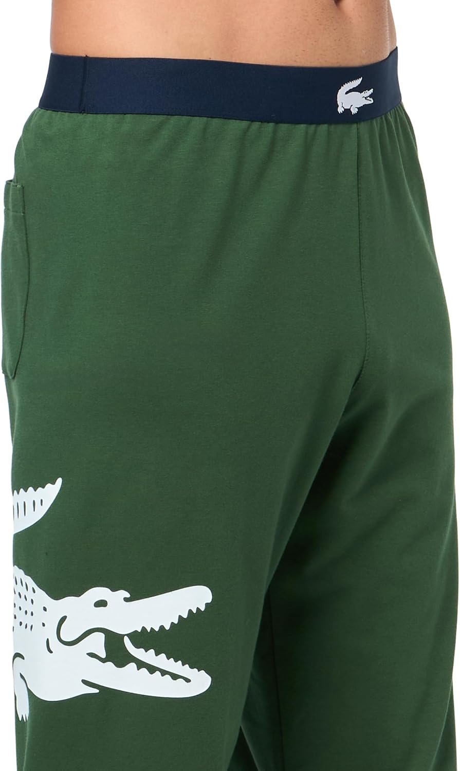 image:imageLacoste Mens Cotton Stretch Big Croc Print Pajama Pants Amazon ExclusivesThymeNavy BlueWhite
