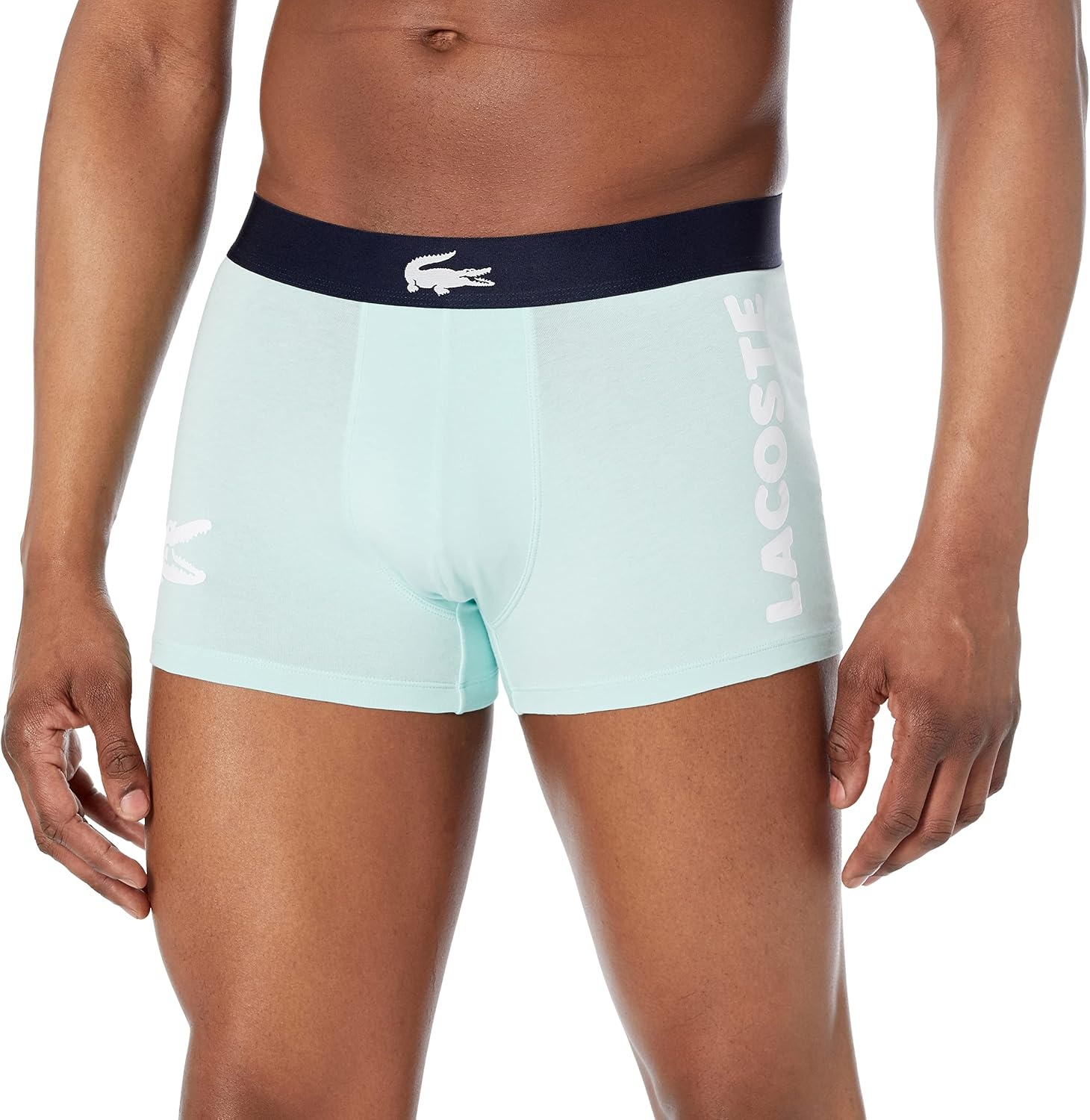 image:imageLacoste Mens Cotton Stretch Big Croc Print Trunks 3packArctic BlueDove GreyWhite