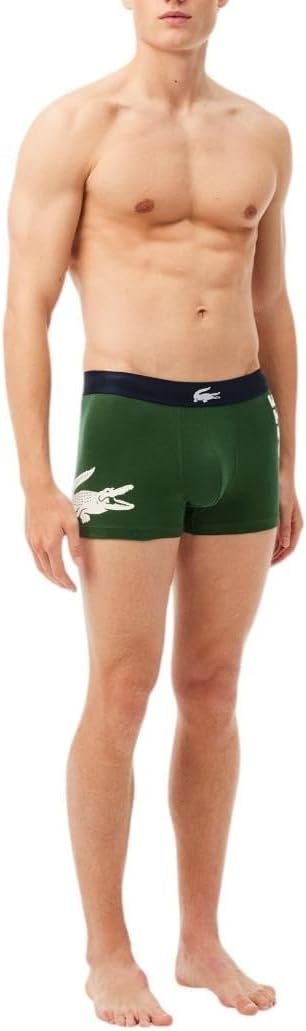 image:imageLacoste Mens Cotton Stretch Big Croc Print Trunks 3packDusty OliveNavy BlueWhite