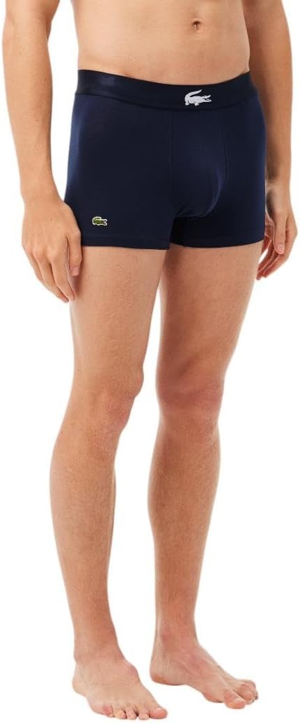 image:imageLacoste Mens Cotton Stretch Big Croc Print Trunks 3packDusty OliveNavy BlueWhite